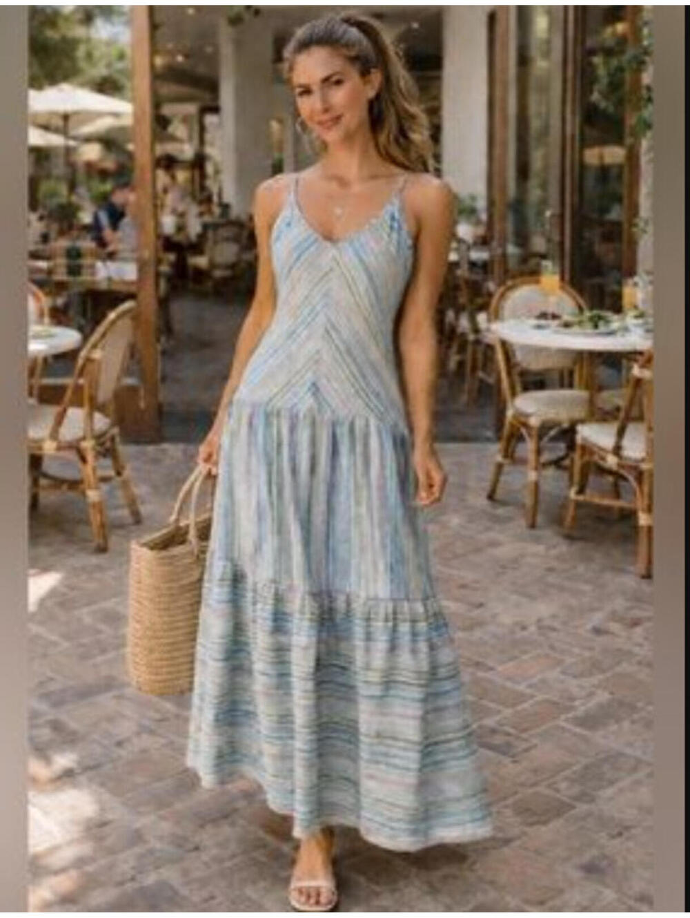 Anthropologie Self Contrast Striped Dress, SZ L, $160, NWT, #2366